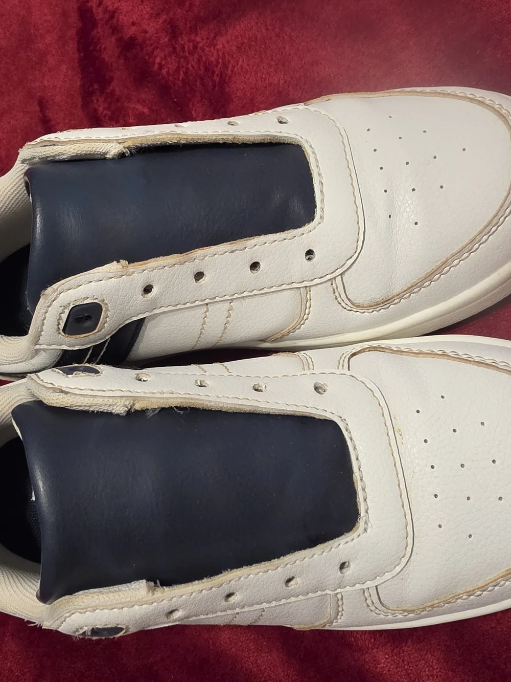 The Children's Place White and Navy Kids Slip-On Sneakers
